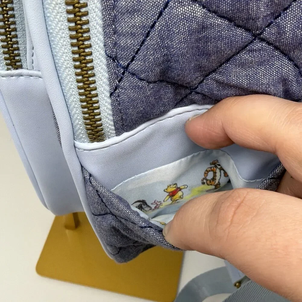 Loungefly Disney Winnie the Pooh Quilted Denim Sketch Mini Backpack